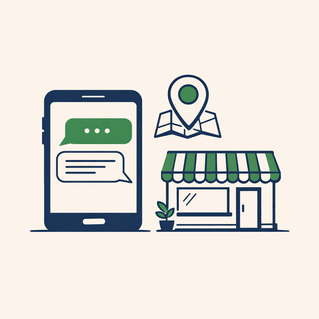 Illustration of a local business being recommended by ChatGPT and AI search