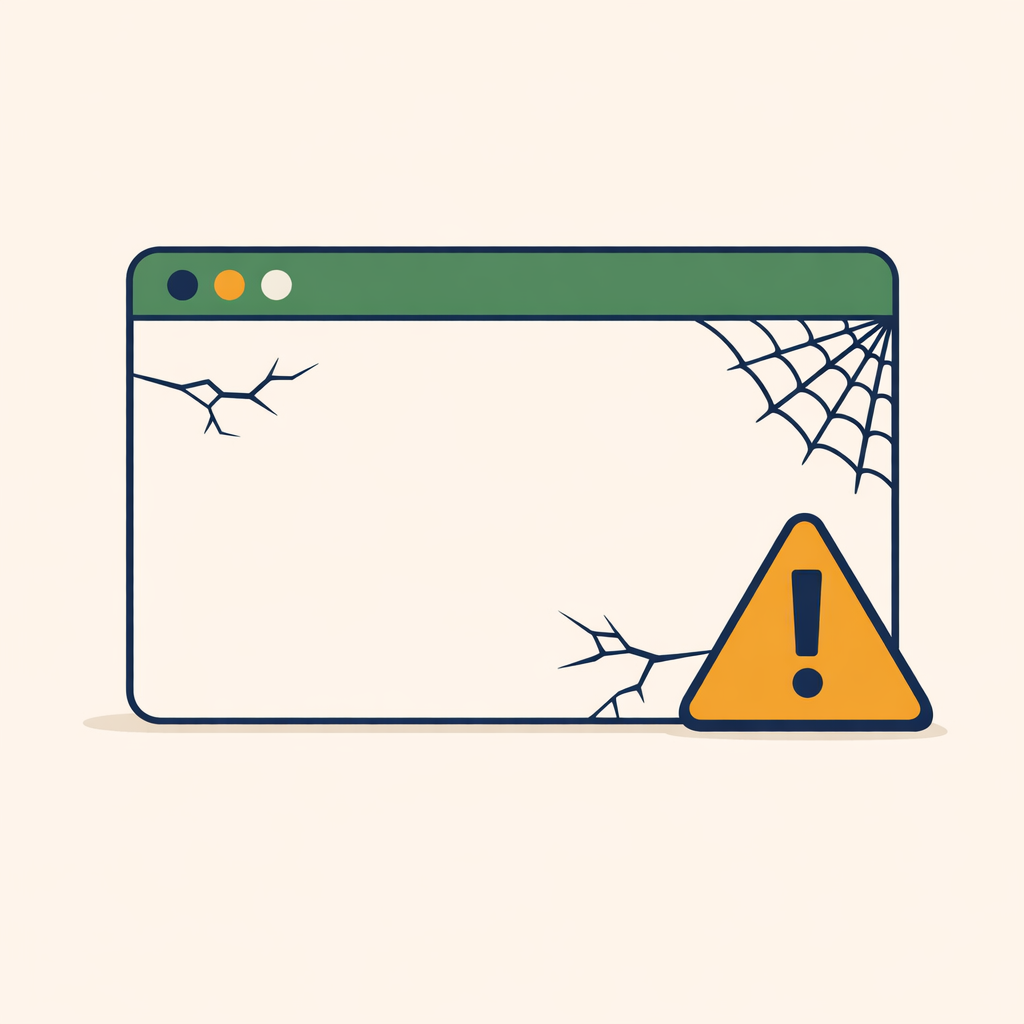 Illustration of a neglected, unmaintained WordPress website