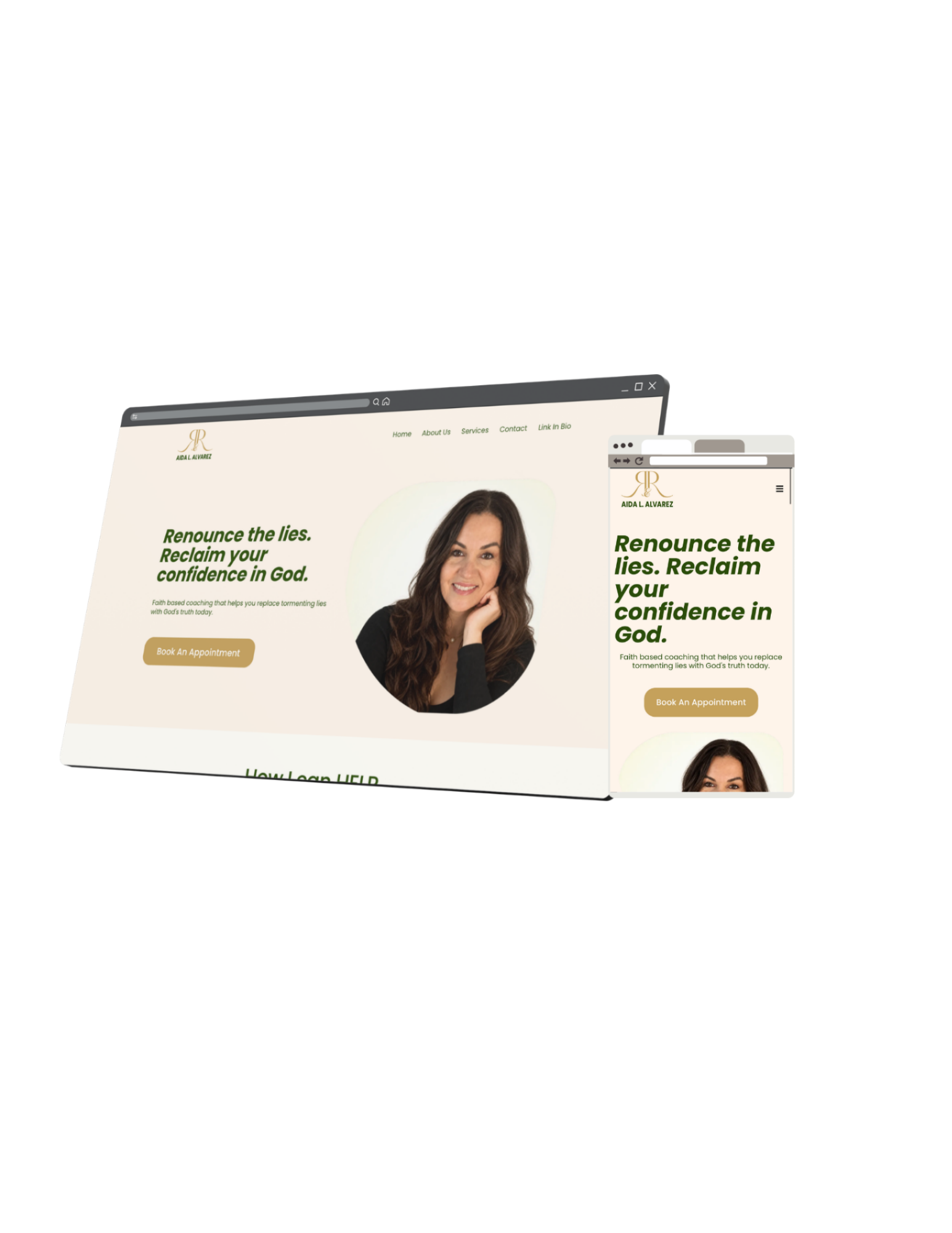 Renounce & Reclaim website shown on desktop and mobile