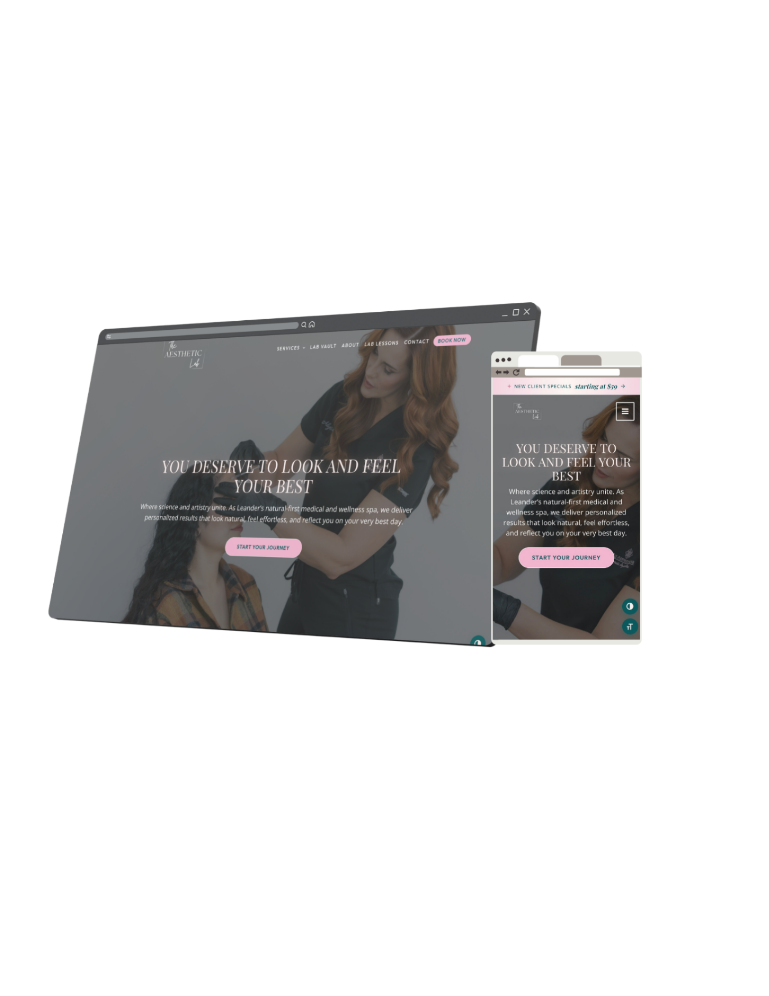 The Aesthetic Lab website shown on desktop and mobile
